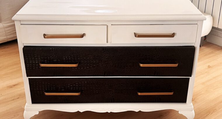 Kommode Schubladenschrank 4 Schubladen Kunstleder bezogen